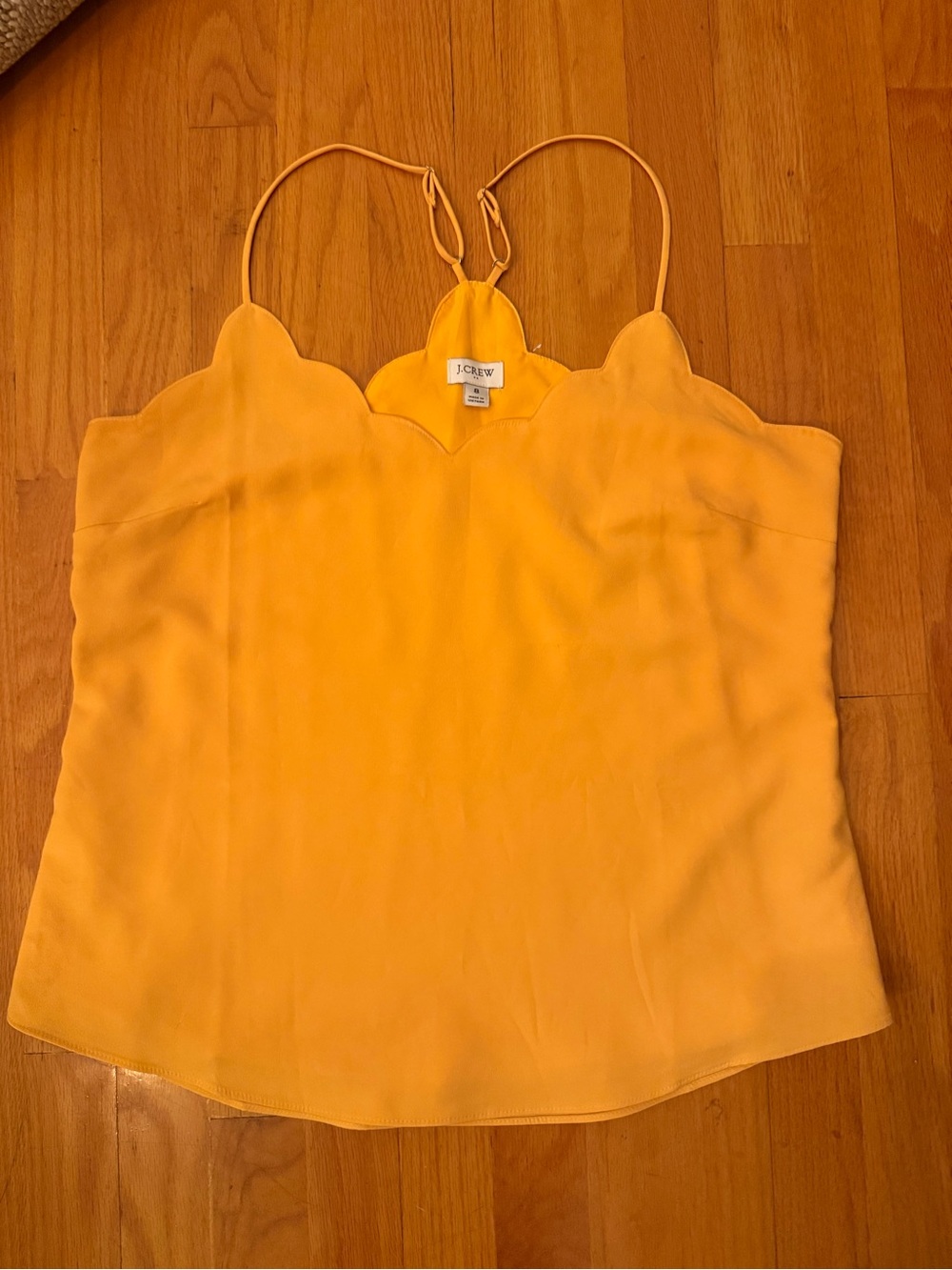 J. Crew Mustard Scalloped Silk Camisole